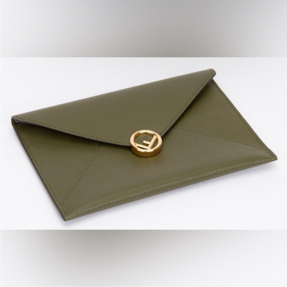 ‼️Authentic Fendi Green Envelope Clutch Pouch Bag - Picture 5 of 15